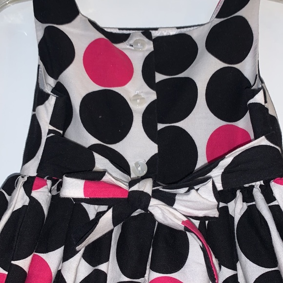Youngland Black White Pink Polka Dot Dress 24M EUC Ties in back - Picture 4 of 10